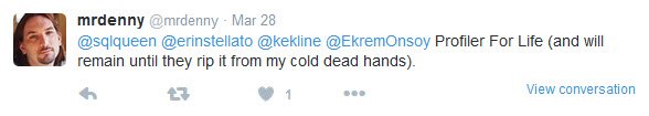 Tweet from Denny about Profiler (used with permission)