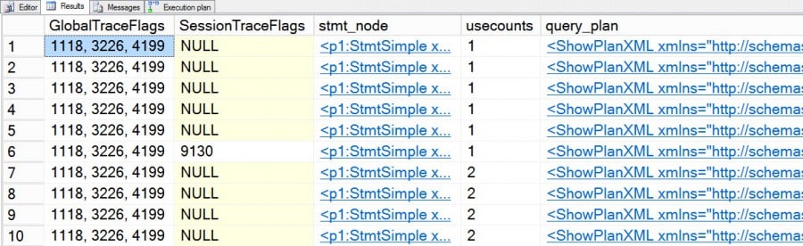 Output from query that checks the plan cache - Erin Stellato