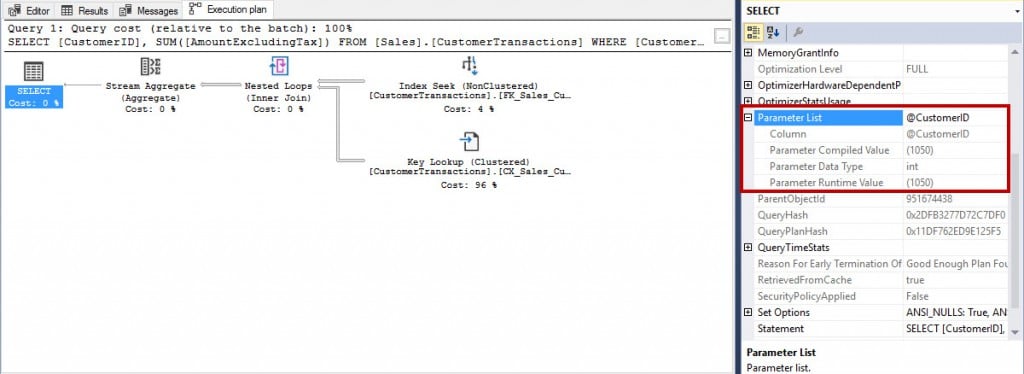 Finding input parameters from the query plan