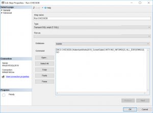 Syntax for CHECKDB