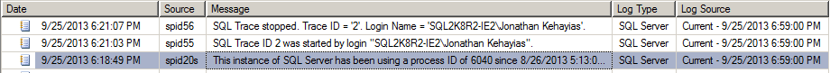 SQL Trace messages